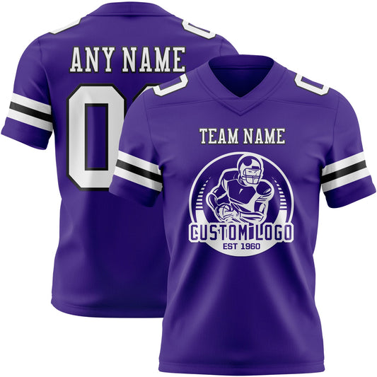 Custom Purple White-Black Mesh Authentic Football Jersey