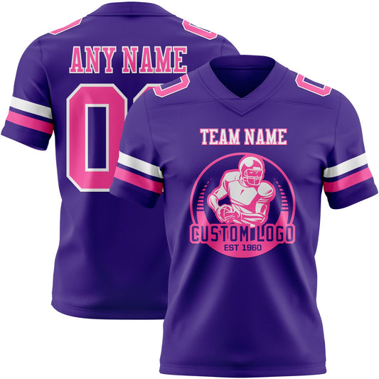 Custom Purple Pink-White Mesh Authentic Football Jersey