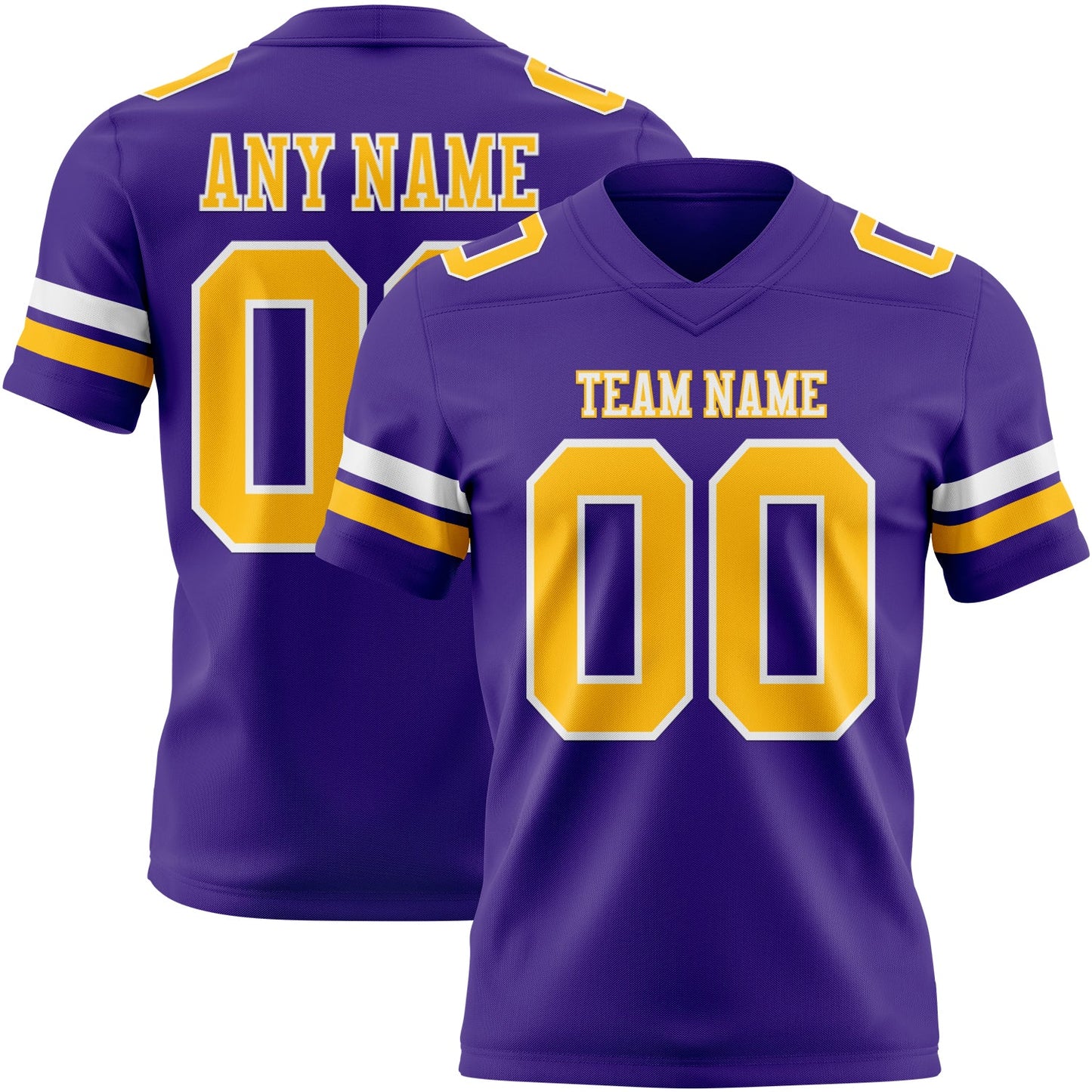 Custom Purple Gold-White Mesh Authentic Football Jersey