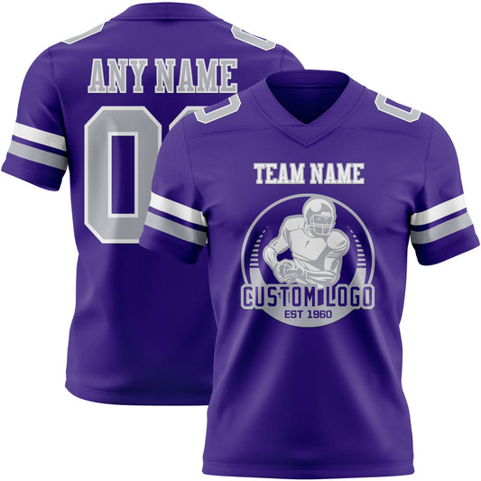 Custom Purple Gray-White Mesh Authentic Football Jersey