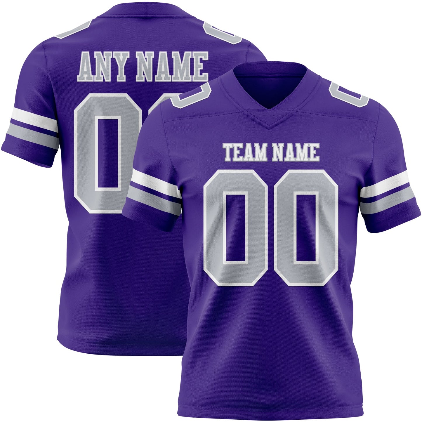 Custom Purple Gray-White Mesh Authentic Football Jersey