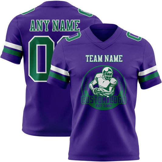 Custom Purple Kelly Green-White Mesh Authentic Football Jersey