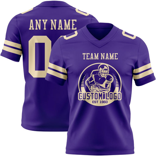Custom Purple Cream Mesh Authentic Football Jersey