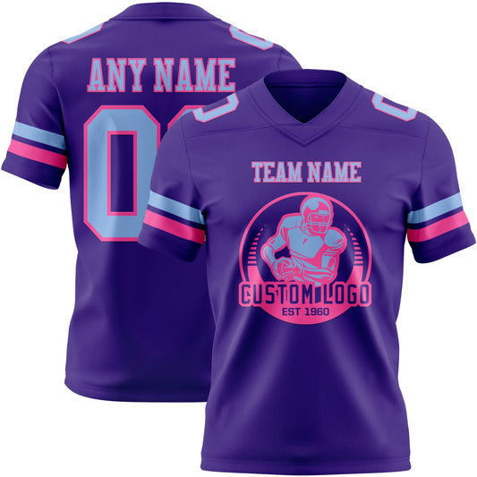 Custom Purple Light Blue-Pink Mesh Authentic Football Jersey