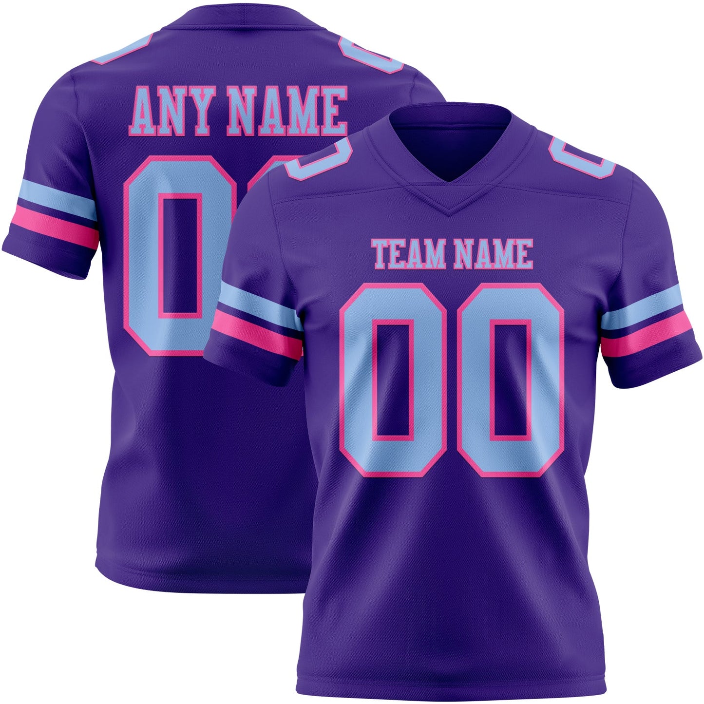 Custom Purple Light Blue-Pink Mesh Authentic Football Jersey