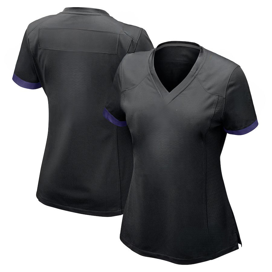 Custom Women's Ravens Purple/Black/White Exact Replica Football Jersey