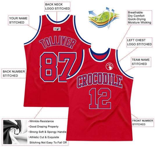 Custom Red Red-Royal Authentic Throwback Basketball Jersey