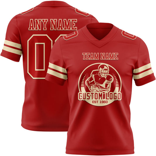 Custom Red Cream Mesh Authentic Football Jersey