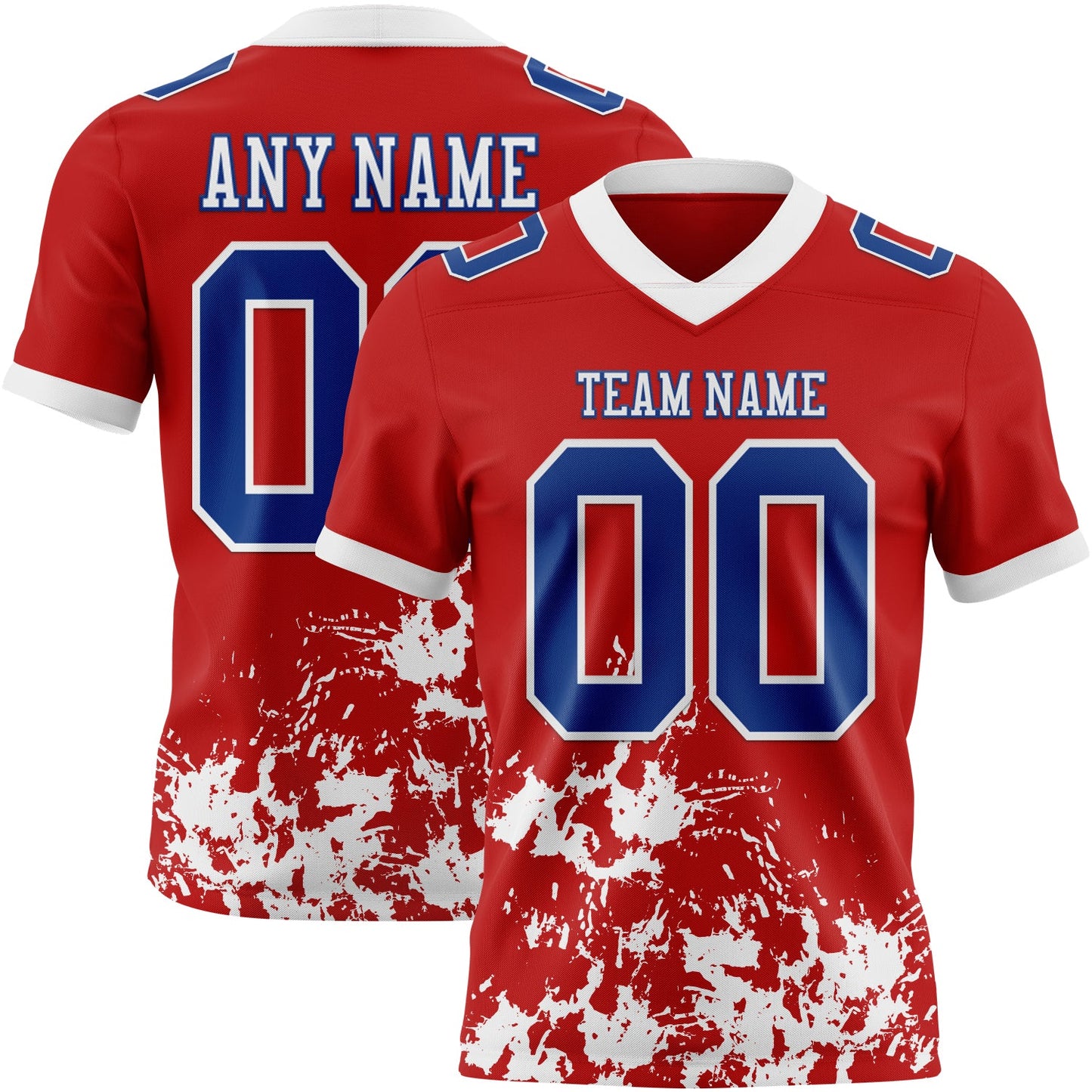 Custom Red Royal-White Splash Mesh Authentic Football Jersey