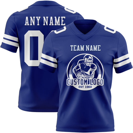 Custom Royal White Mesh Authentic Football Jersey