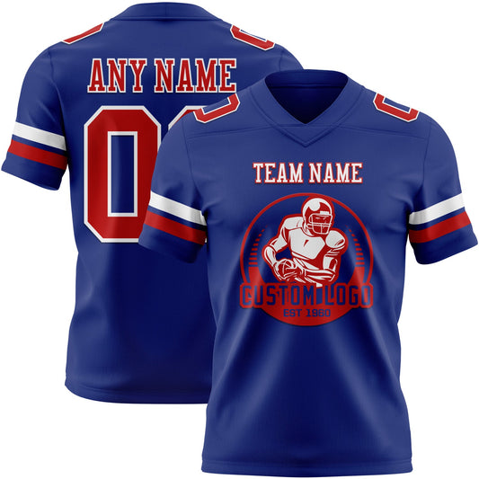 Custom Royal Red-White Mesh Authentic Football Jersey