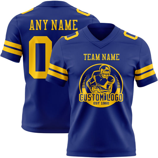 Custom Royal Yellow Mesh Authentic Football Jersey