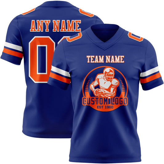 Custom Royal Orange-White Mesh Authentic Football Jersey