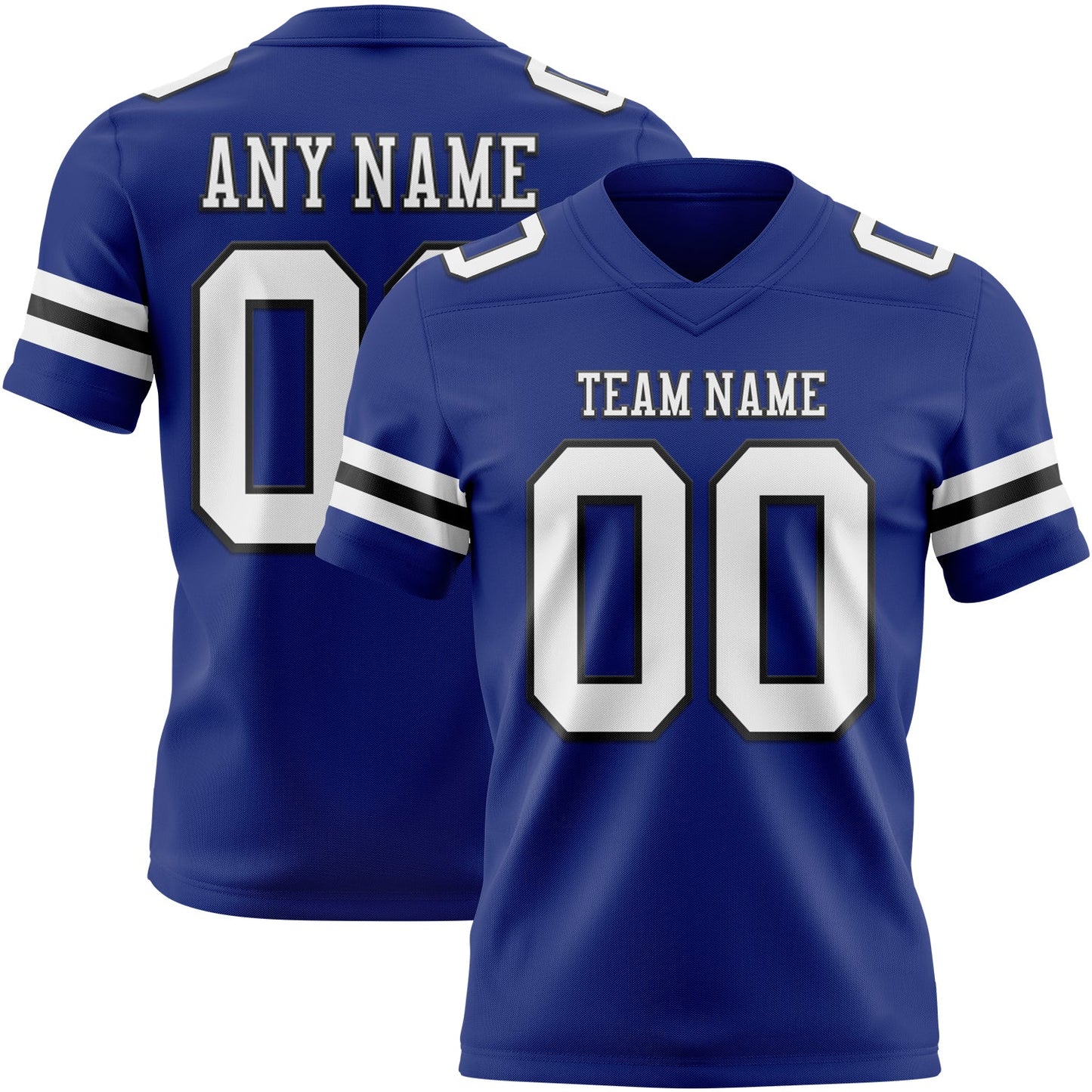 Custom Royal White-Black Mesh Authentic Football Jersey