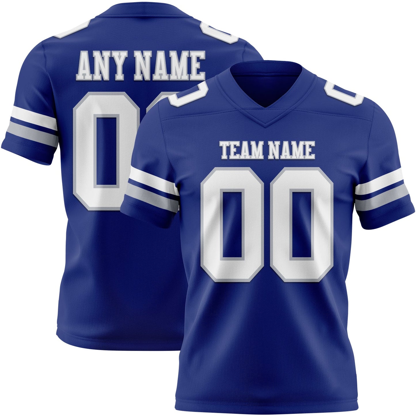 Custom Royal White-Gray Mesh Authentic Football Jersey