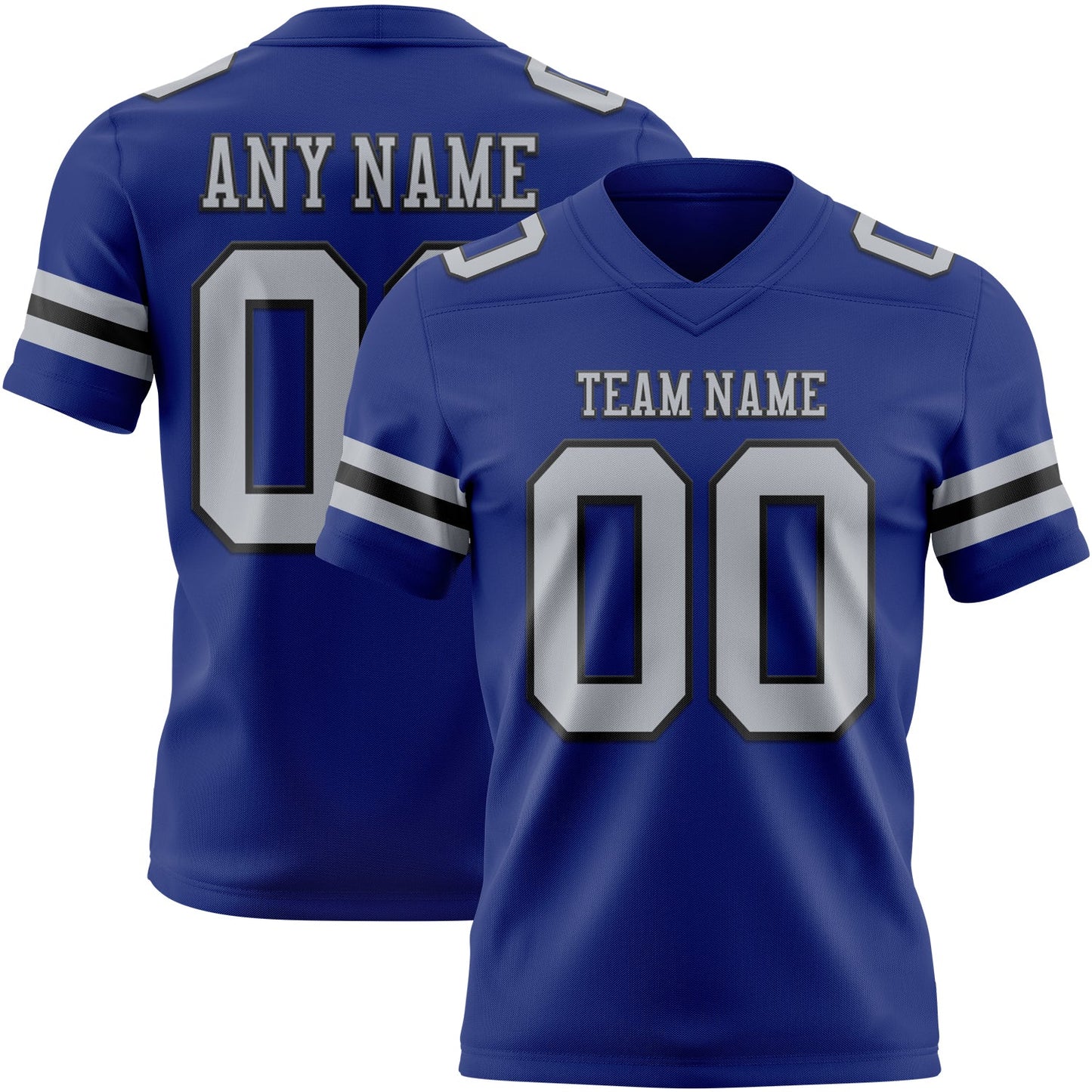 Custom Royal Gray-Black Mesh Authentic Football Jersey