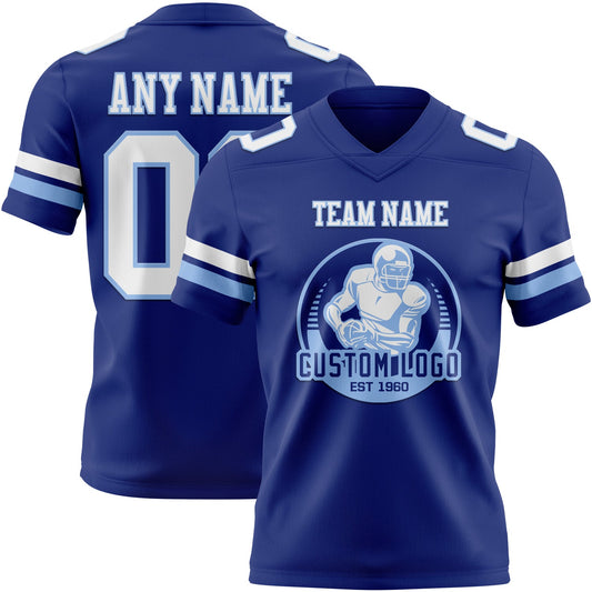 Custom Royal White-Light Blue Mesh Authentic Football Jersey