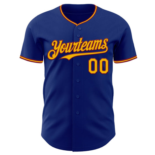 Custom Royal Gold-Crimson Authentic Baseball Jersey