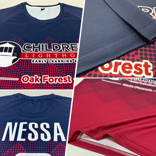 Custom Navy White-Crimson Sublimation Soccer Uniform Jersey