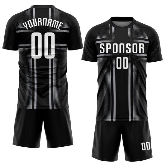Custom Black White-Gray Sublimation Soccer Uniform Jersey