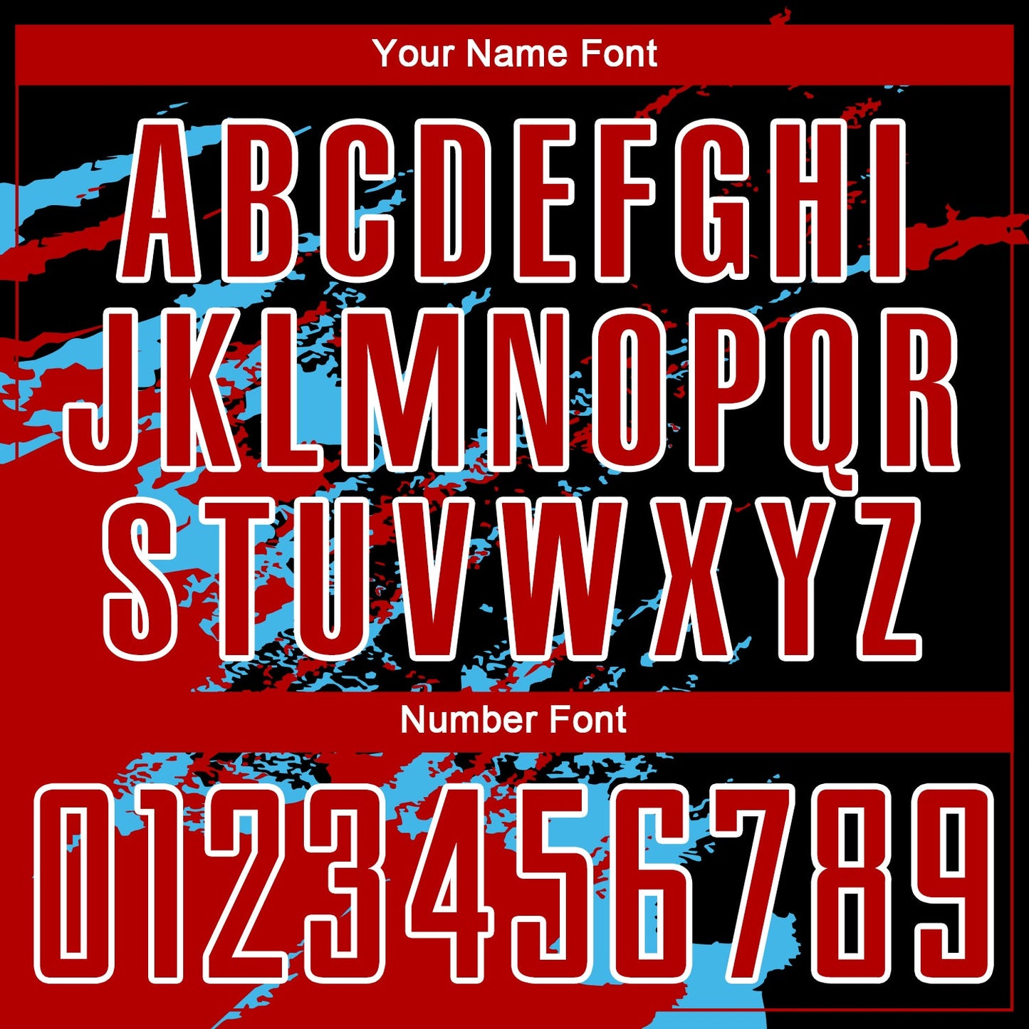 Custom Black Red-Sky Blue Abstract Fragment Art Splash Sublimation Soccer Uniform Jersey