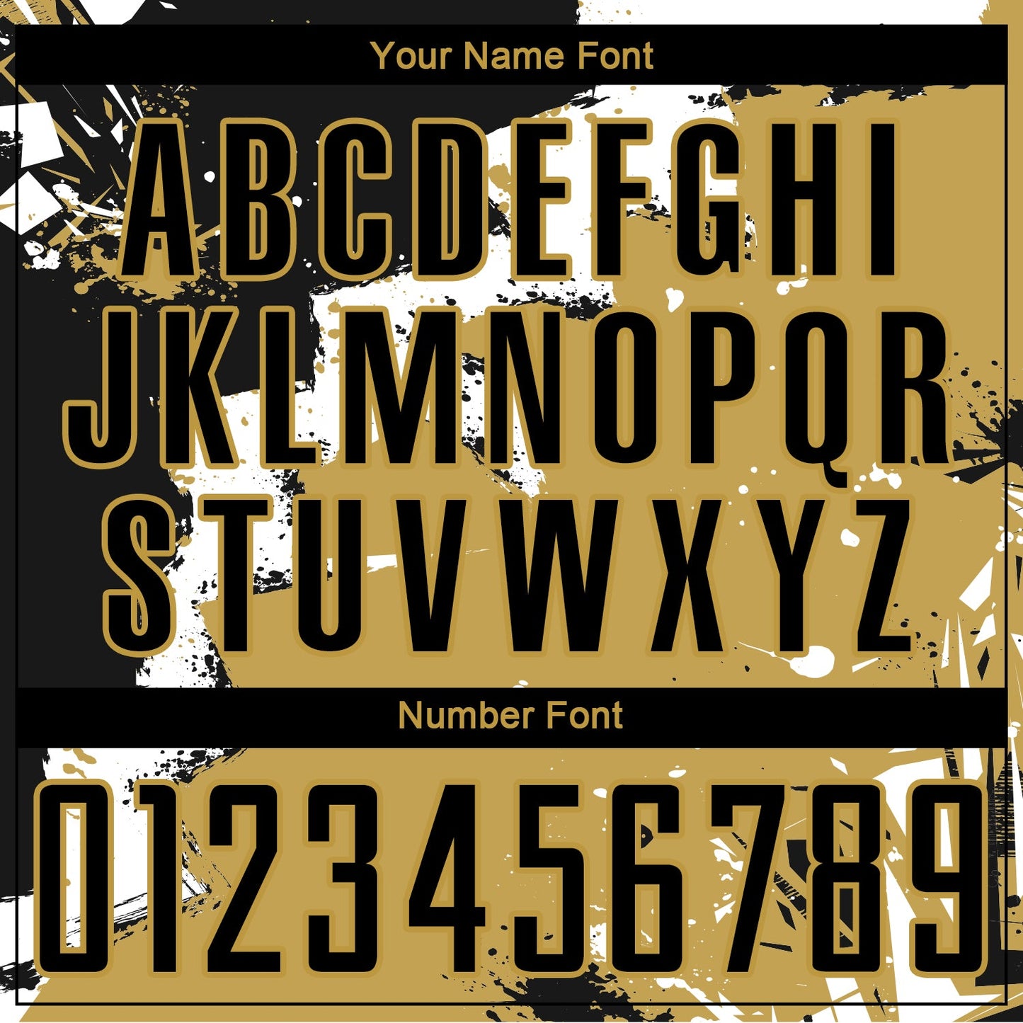 Custom Black White-Old Gold Splash Sublimation Soccer Uniform Jersey