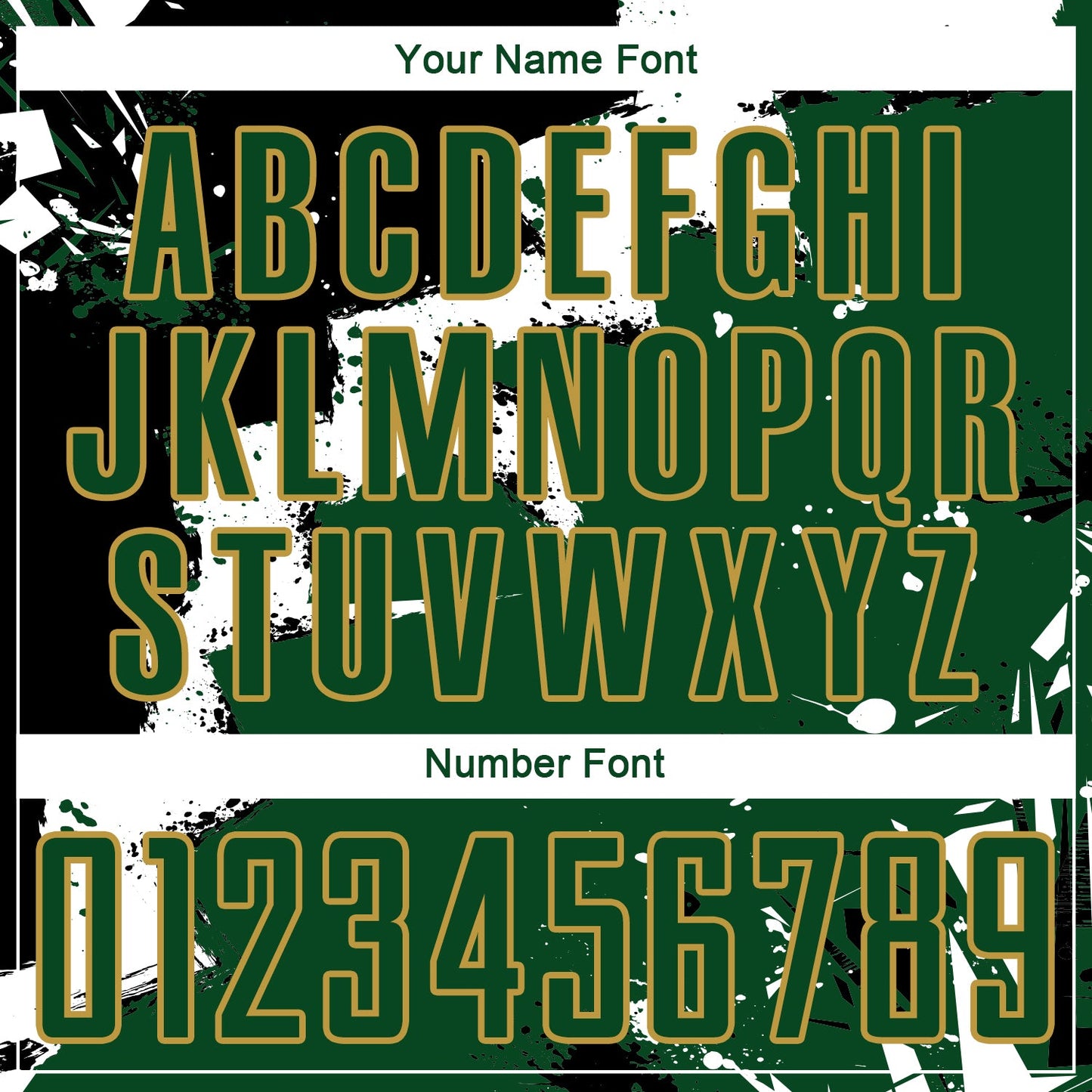 Custom Black Green-Old Gold Splash Sublimation Soccer Uniform Jersey