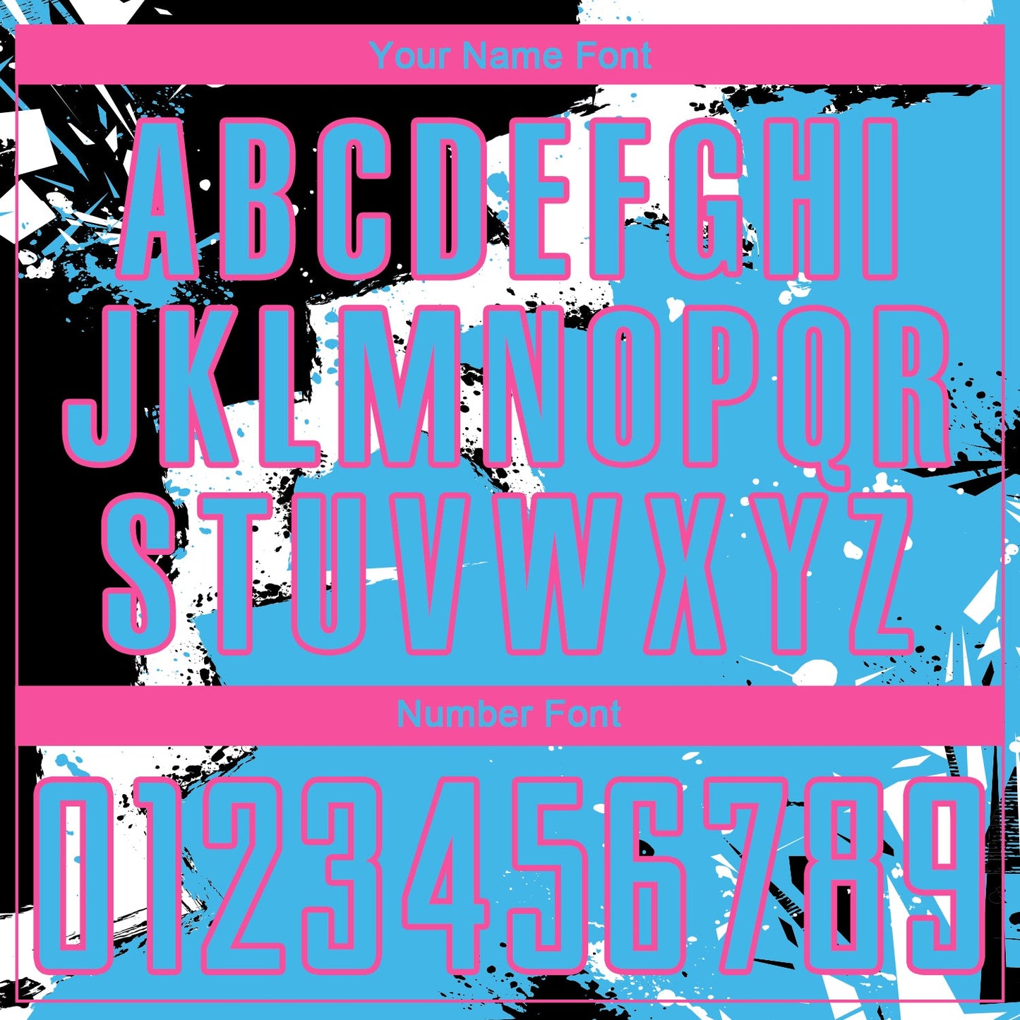 Custom Black Sky Blue-Pink Splash Sublimation Soccer Uniform Jersey