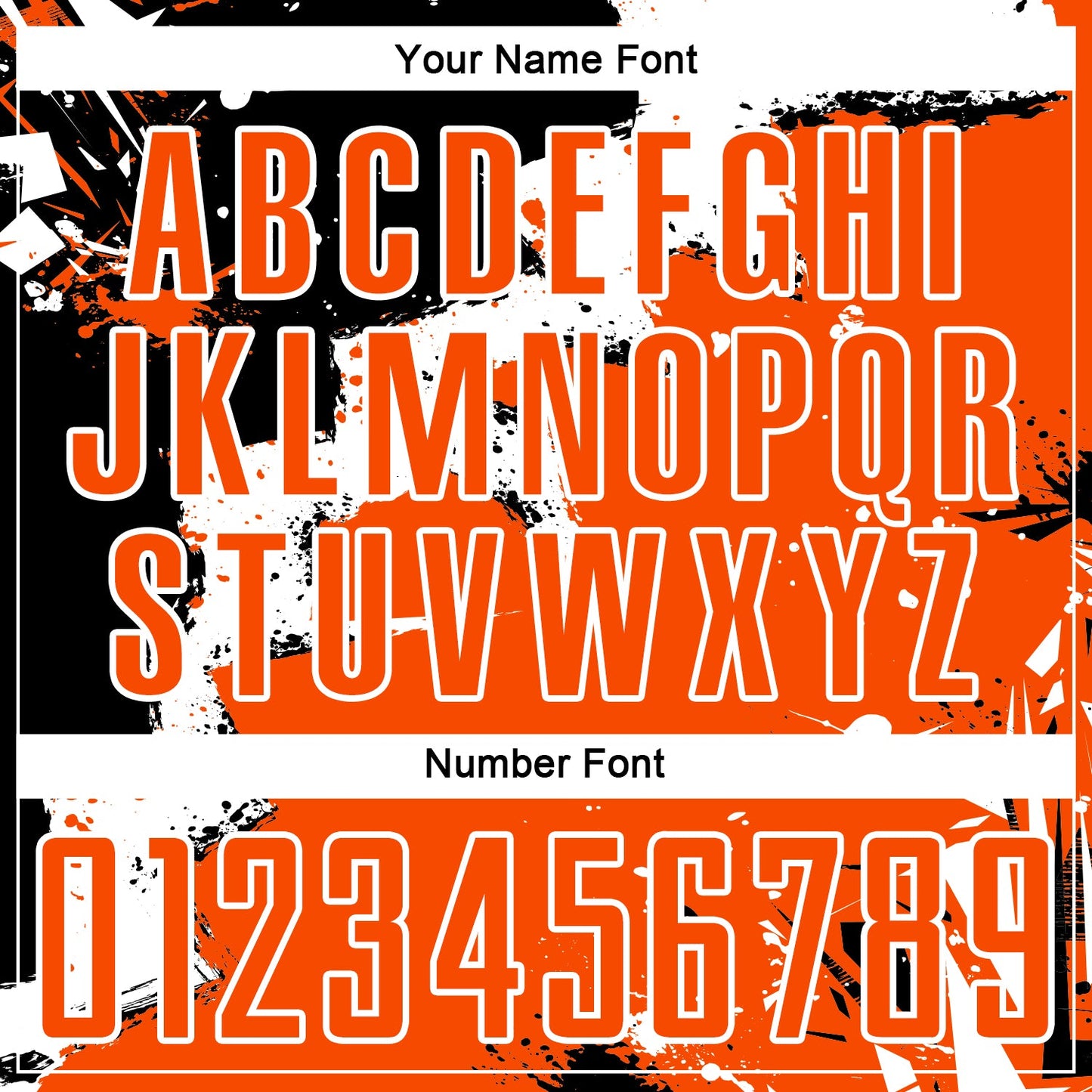 Custom Black Orange-White Splash Sublimation Soccer Uniform Jersey
