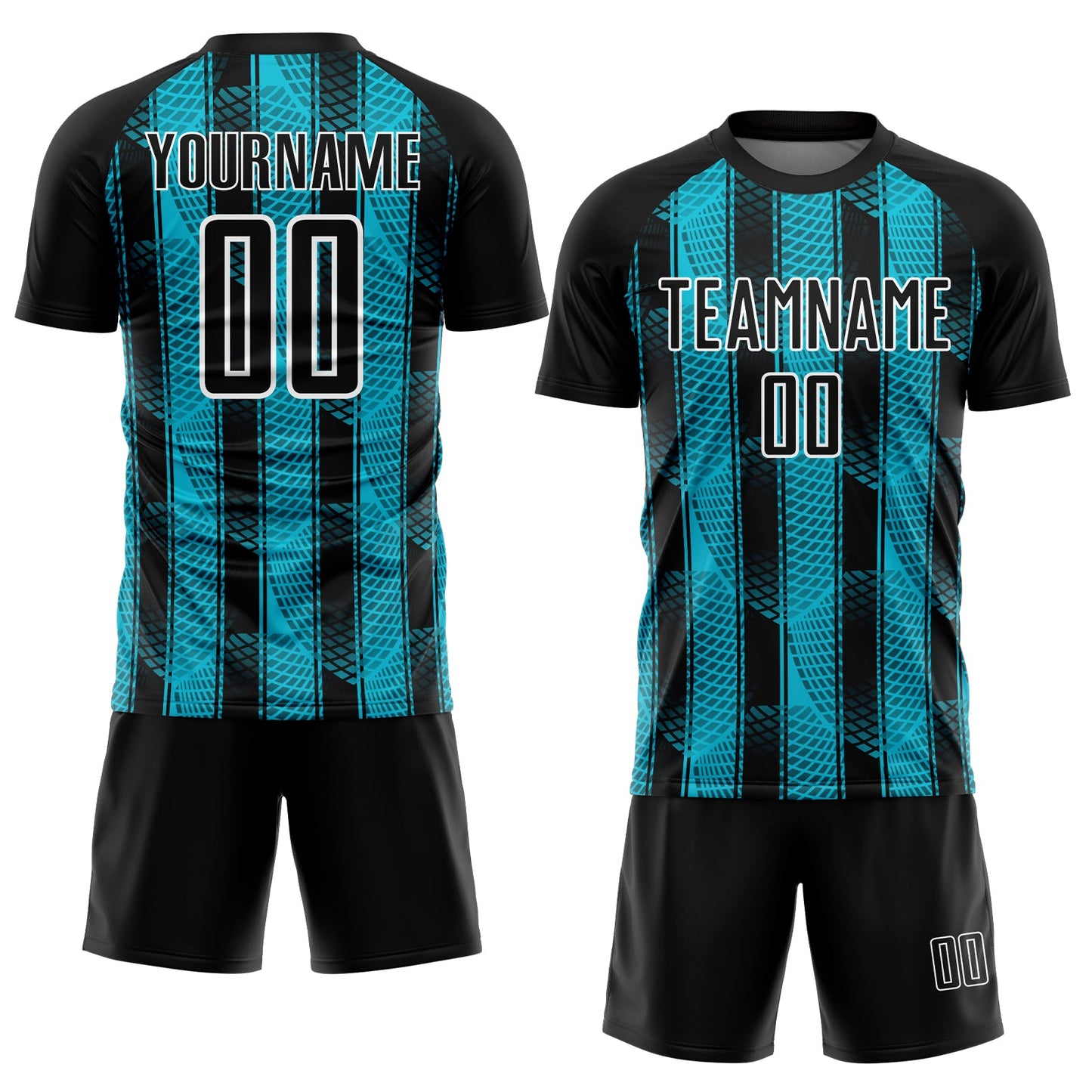 Custom Black Lakes Blue-White Abstract Network Sublimation Soccer Uniform Jersey