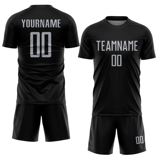 Custom Black Gray Sublimation Soccer Uniform Jersey