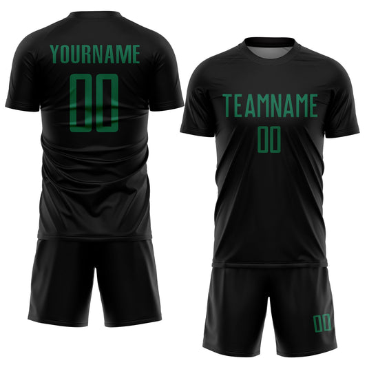 Custom Black Kelly Green Sublimation Soccer Uniform Jersey