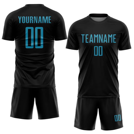 Custom Black Panther Blue Sublimation Soccer Uniform Jersey
