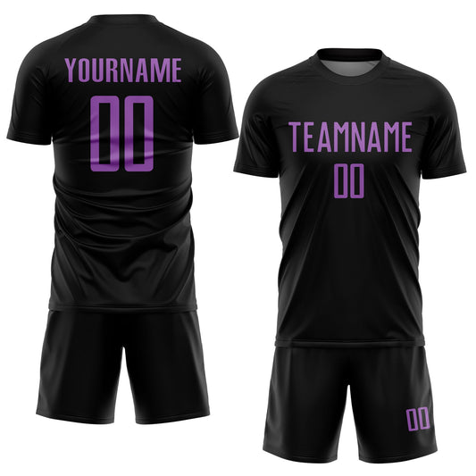 Custom Black Medium Purple Sublimation Soccer Uniform Jersey