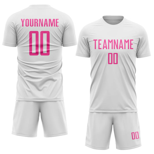 Custom White Pink Sublimation Soccer Uniform Jersey