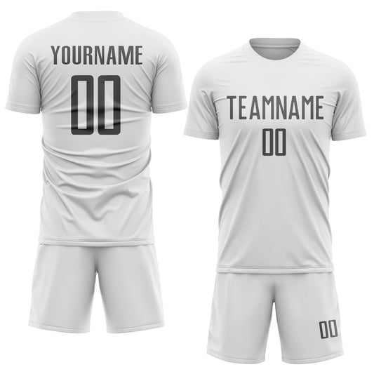 Custom White Steel Gray Sublimation Soccer Uniform Jersey