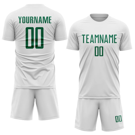 Custom White Kelly Green Sublimation Soccer Uniform Jersey