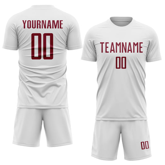 Custom White Crimson Sublimation Soccer Uniform Jersey