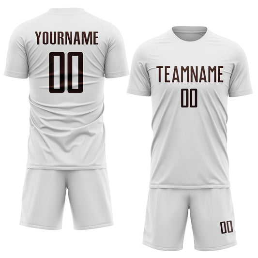 Custom White Brown Sublimation Soccer Uniform Jersey