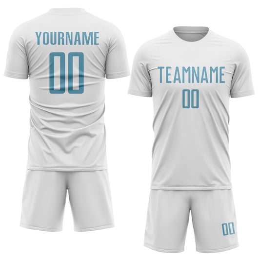 Custom White Shadow Blue Sublimation Soccer Uniform Jersey