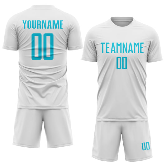 Custom White Lakes Blue Sublimation Soccer Uniform Jersey