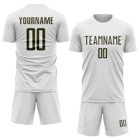 Custom White Olive Sublimation Soccer Uniform Jersey