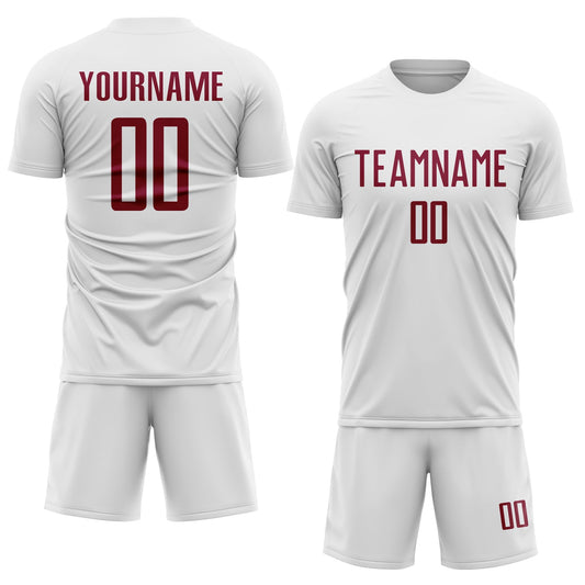 Custom White Maroon Sublimation Soccer Uniform Jersey