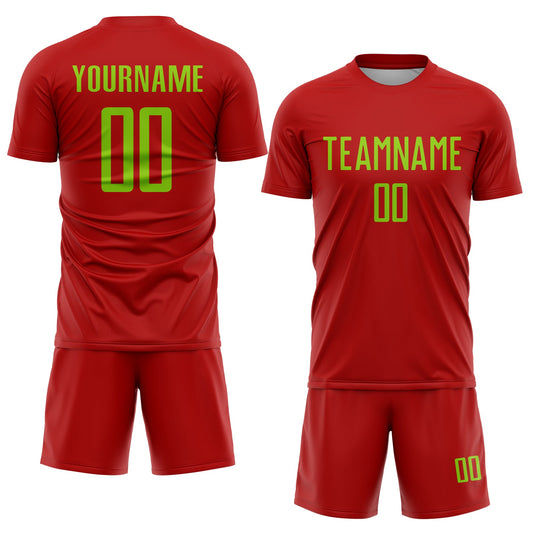 Custom Red Neon Green Sublimation Soccer Uniform Jersey
