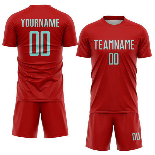 Custom Red Ice Blue Sublimation Soccer Uniform Jersey
