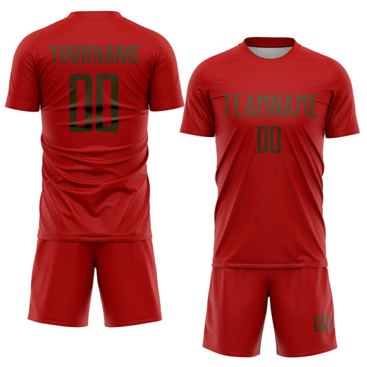 Custom Red Olive Sublimation Soccer Uniform Jersey