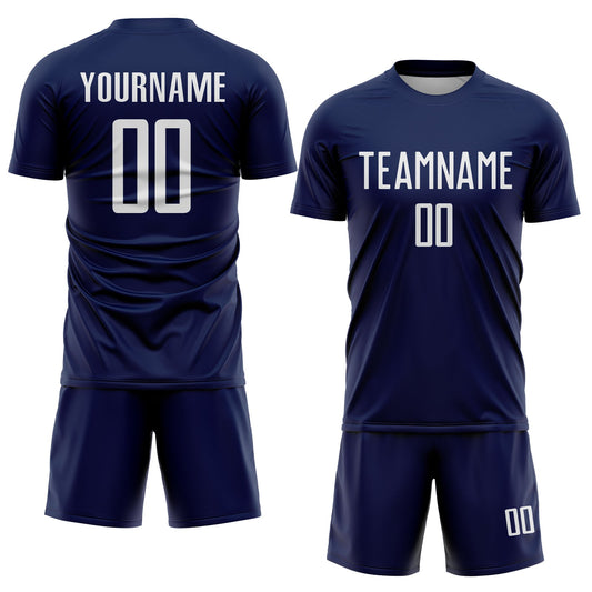 Custom Navy White Sublimation Soccer Uniform Jersey