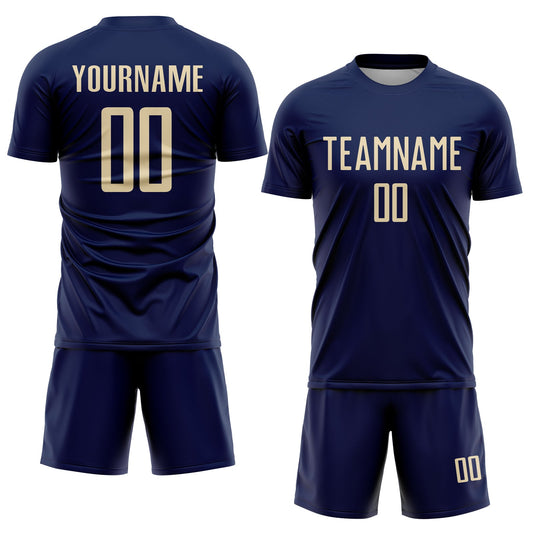 Custom Navy Cream Sublimation Soccer Uniform Jersey