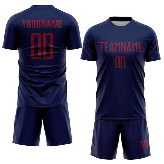 Custom Navy Crimson Sublimation Soccer Uniform Jersey