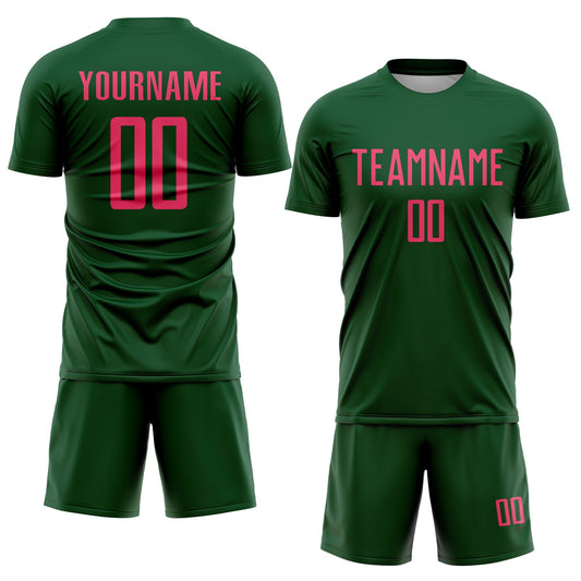 Custom Green Neon Pink Sublimation Soccer Uniform Jersey